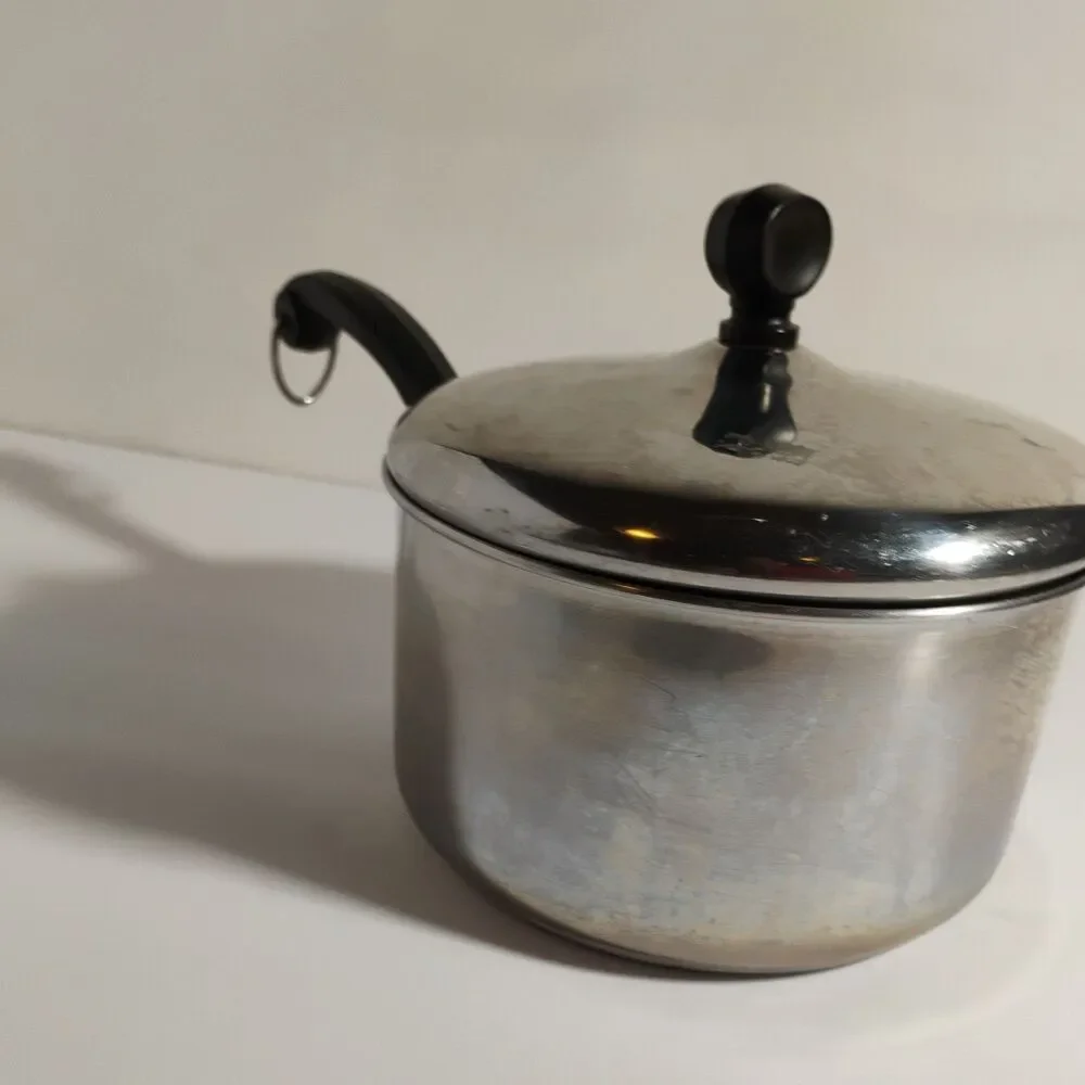 Vintage Farberware 2Qt Sauce Pan with Lid Aluminum Clad Stainless Steel USA